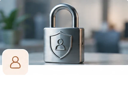 A padlock with a person emblem, representing permissioned access